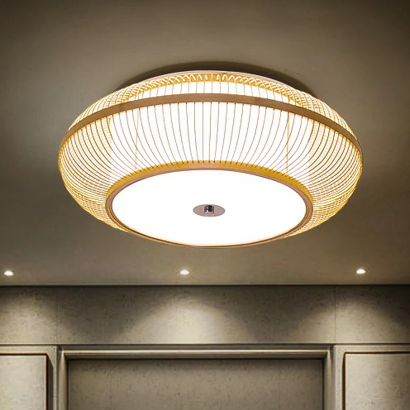 Ronde gangpad plafondinbouwlamp Bamboe 1 kop Minimalistische inbouwlamp hout