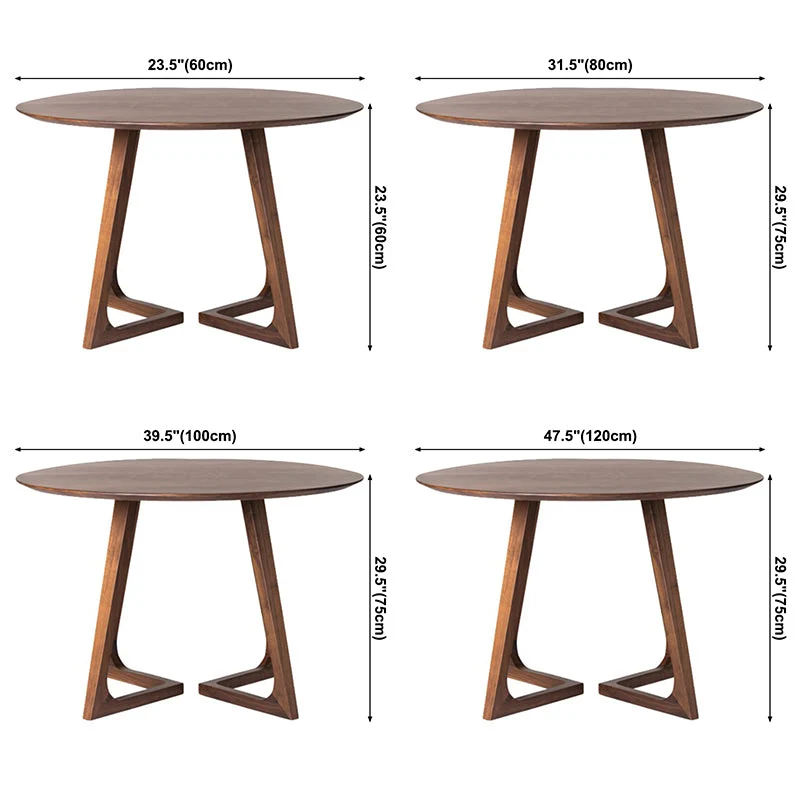 Round Double Pedestal Hedendaags Dining Table Wood Color Fixed Table Solid Wood 23