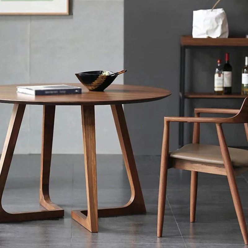 Round Duo Pedestal Dining Site Table Contemporary Style Dinette Table 31