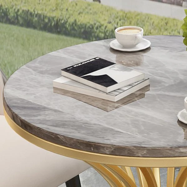 Round Pedestal Glam Dining Table Two-Color Fixed Table Sintered Stone 23