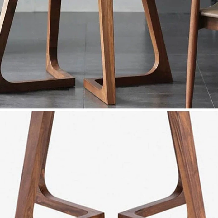 Round Shape Double Pedestal Contemporain Dining Table Wood Color Fixed Table Solid Wood 31