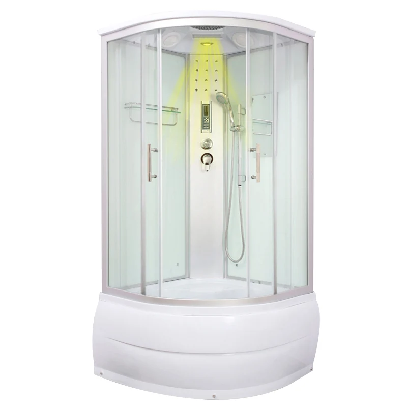 Round Shower Stall Double Sliding Shower Stall Parelmoer Base and Rain Shower 35