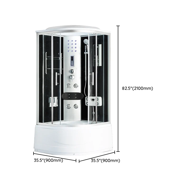 Round Shower Stall Double Sliding Shower Stall Parelmoer Base and Rain Shower 35