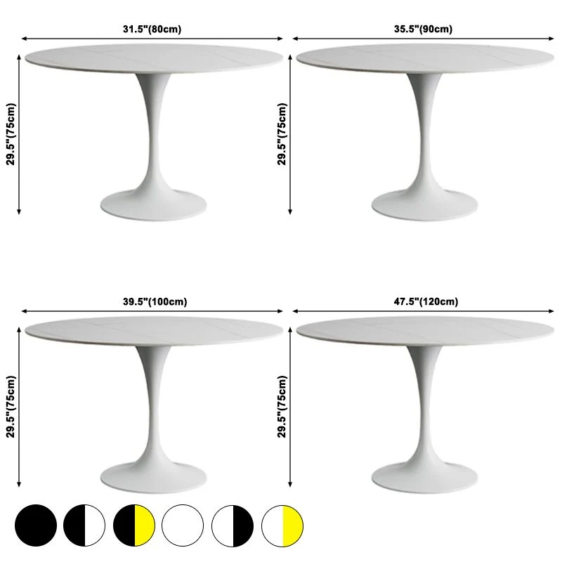 Round Two-Color Dining Table Sintered Stone Table Glam Tulip Base 31