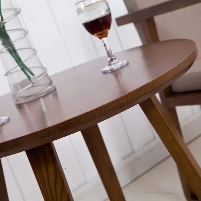 Round Wood Color Dining Table Ash Solid Wood Table Strak Double Pedestal 23
