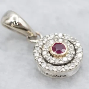 Ruby Diamond Tweemaal Halo Pendant