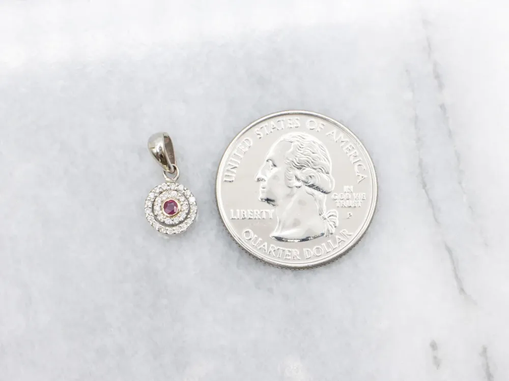 Ruby Diamond Tweemaal Halo Pendant