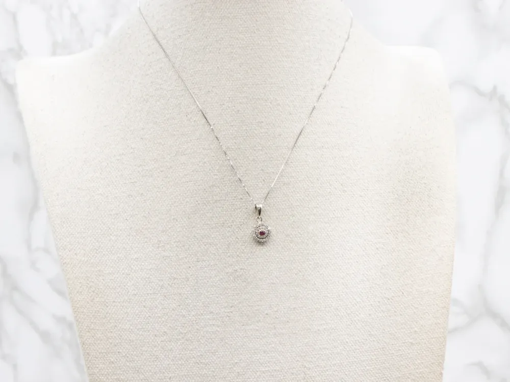 Ruby Diamond Tweemaal Halo Pendant