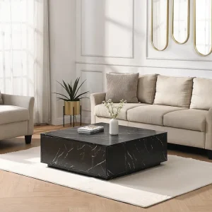 Salontafel met 2 lades MDF - Zwarte marmerlook - ANTRIM van Pascal Morabito