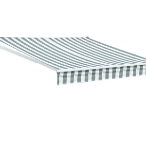 SAULE luifel 2,95 × 2,5m - Wit/grijs gestreept doek en witte structuur