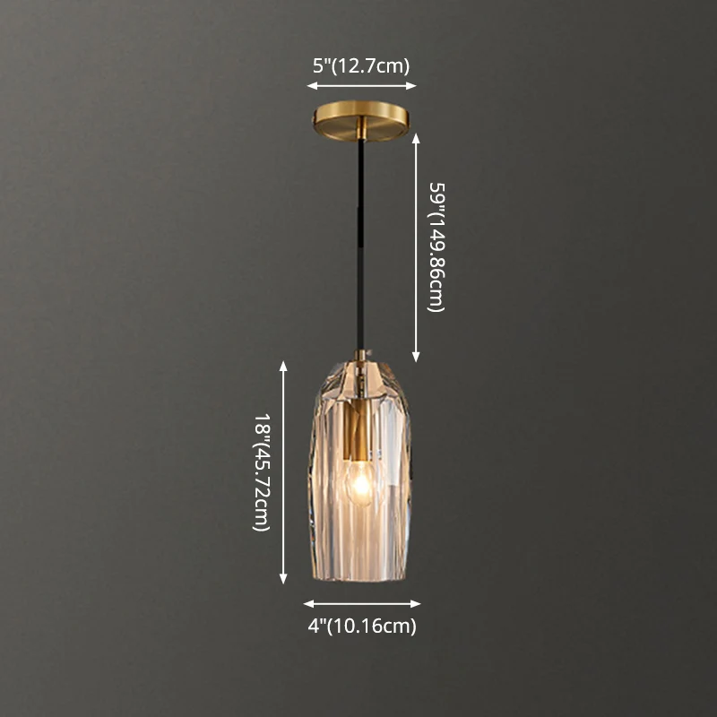 Schaduwrijke hanglamp Eenvoud Kristalblok 1-lichts messing plafondlamp