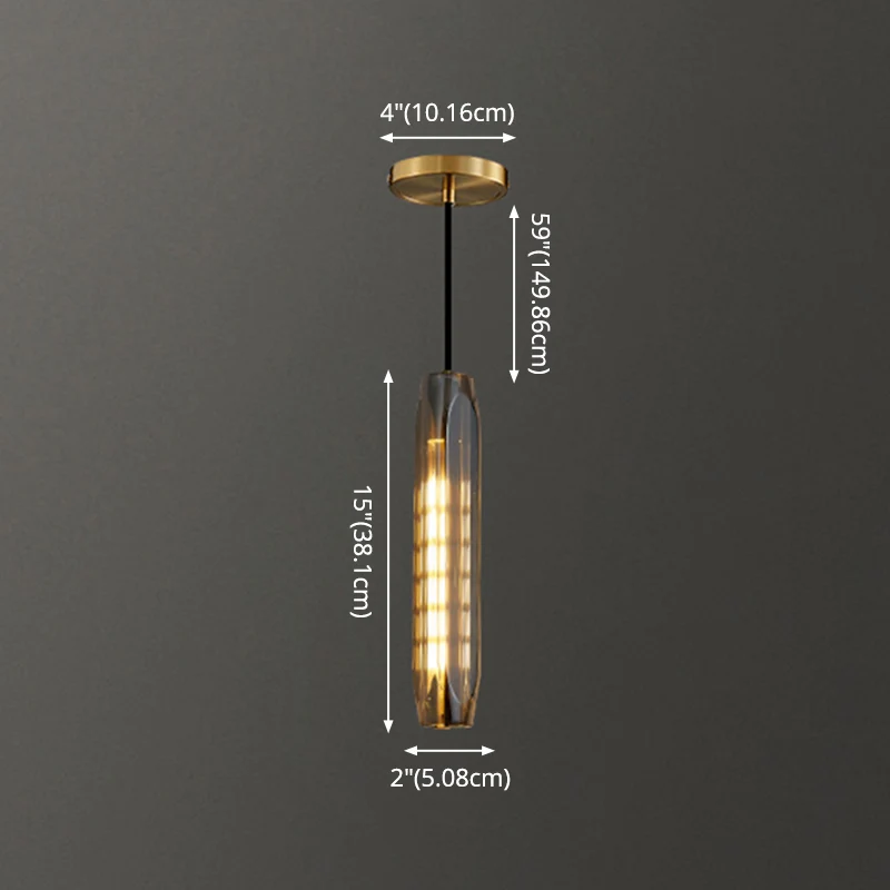 Schaduwrijke hanglamp Eenvoud Kristalblok 1-lichts messing plafondlamp