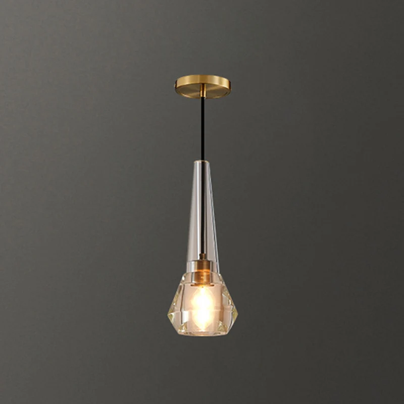 Schaduwrijke hanglamp Eenvoud Kristalblok 1-lichts messing plafondlamp