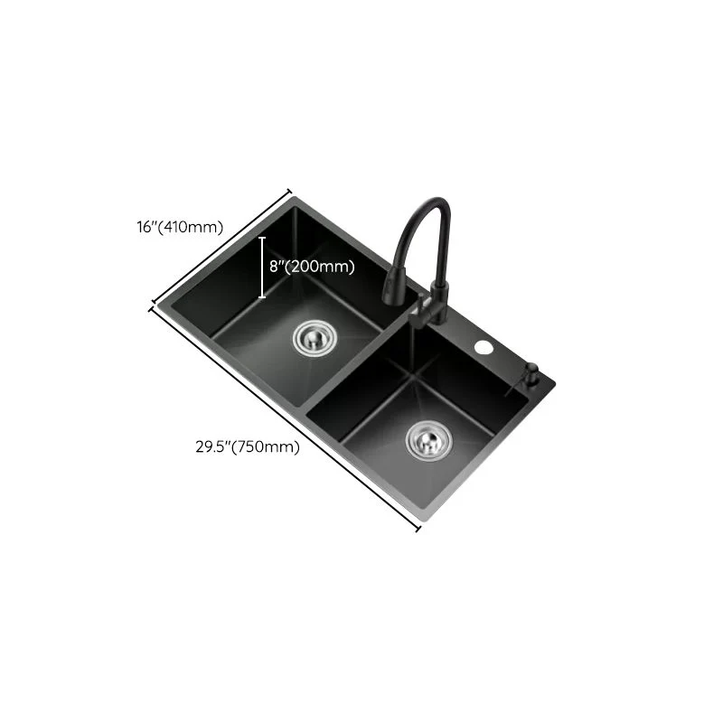 Scratch Resistant Kitchen Sink Corrosiebestendig Steel Double Sink Black Undermount Kitchen Sink 27l