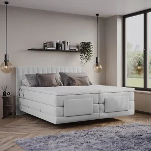 Set complete boxspring - 2 x 80 x 200 cm - Velours - Lichtgrijs - DONISI van PALACIO