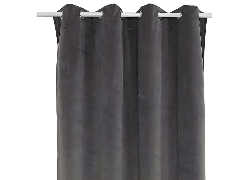 Set 2 gordijnen LUXE - Polyesterfluweel- 140x260cm - Grijs