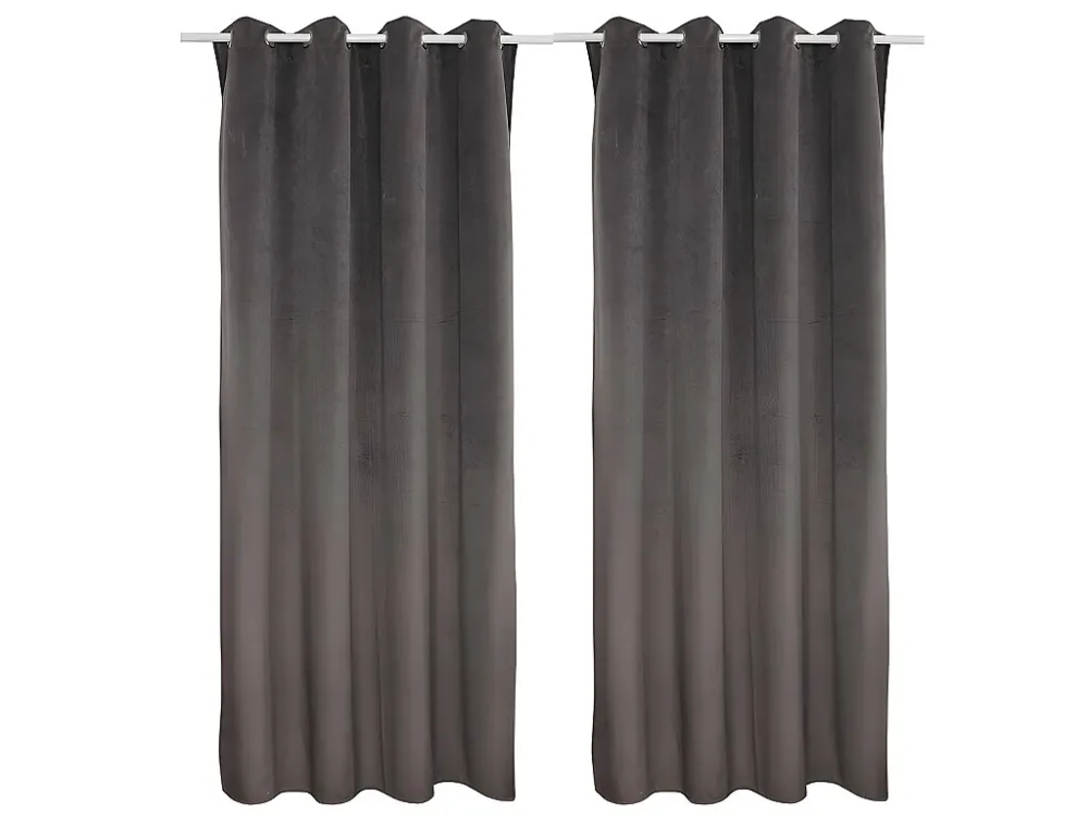 Set 2 gordijnen LUXE - Polyesterfluweel- 140x260cm - Grijs
