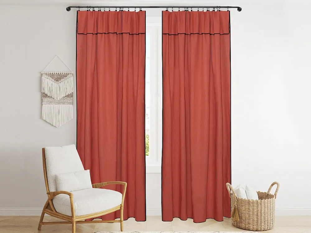 Set van 2 gordijnen van katoen en linnen - 140 x 280 cm - Terracotta - BORINA