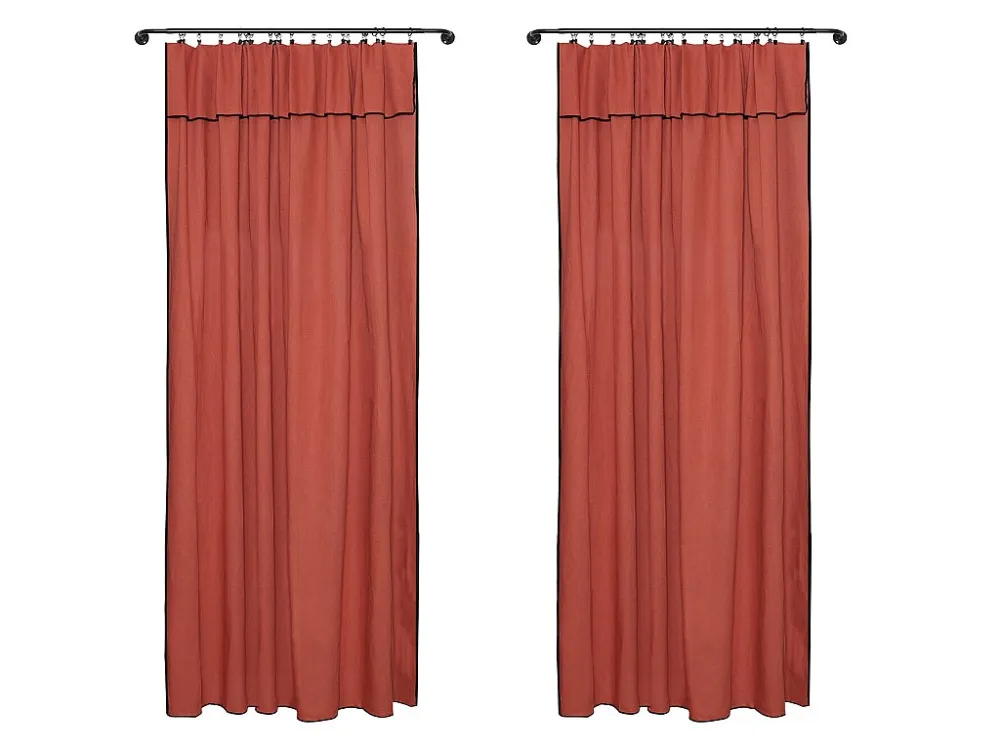 Set van 2 gordijnen van katoen en linnen - 140 x 280 cm - Terracotta - BORINA