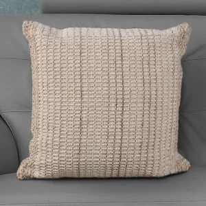 Set van 2 kussens van 100% wol, handgemaakt - 60 x 60 cm - Ivoorwit en grijs - DIOULA