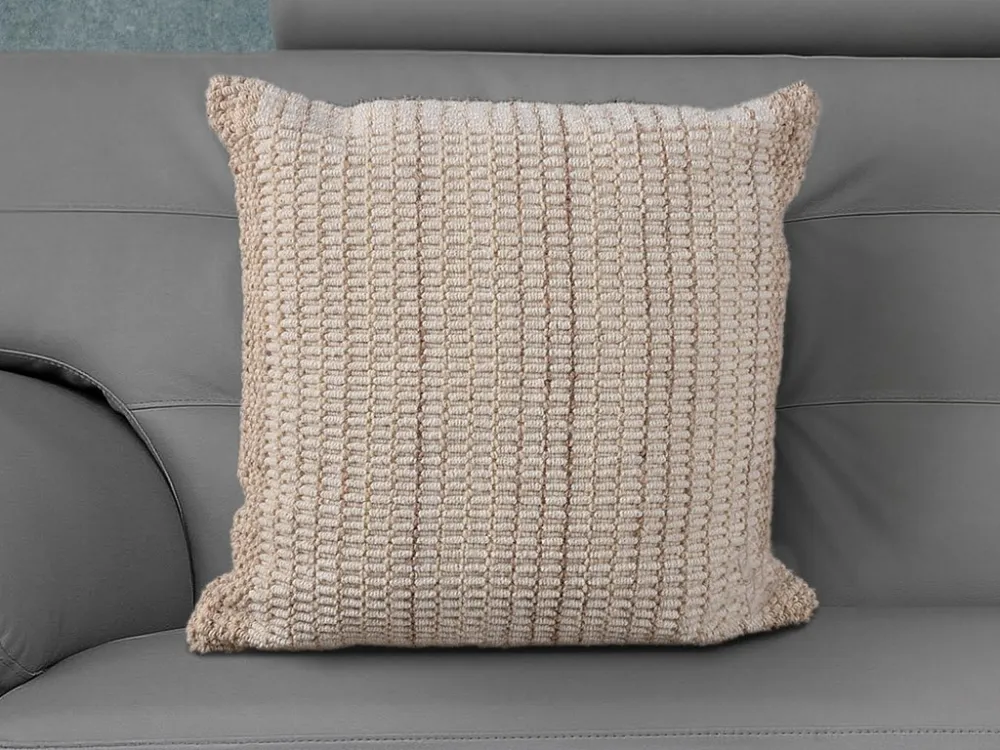 Set van 2 kussens van 100% wol, handgemaakt - 60 x 60 cm - Ivoorwit en grijs - DIOULA
