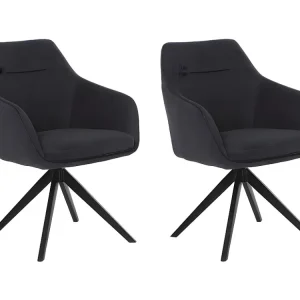 Set van 2 stoelen MUSE met armleuningen - Kleur: Grijs