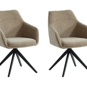 Set van 2 stoelen MUSE - Met armleuningen - Stof - Lichtbruin