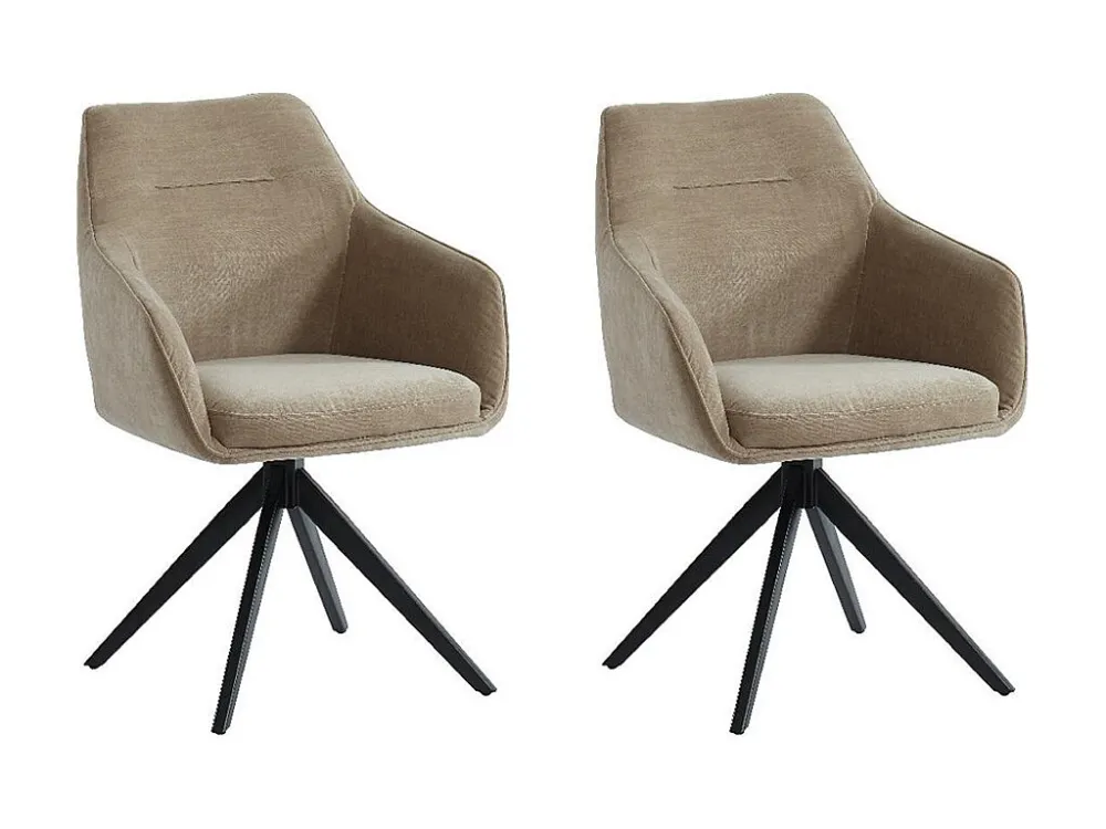 Set van 2 stoelen MUSE - Met armleuningen - Stof - Lichtbruin