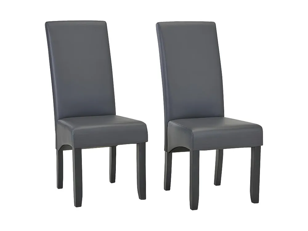 Set van 2 stoelen ROVIGO - Kunstleer - mat grijs