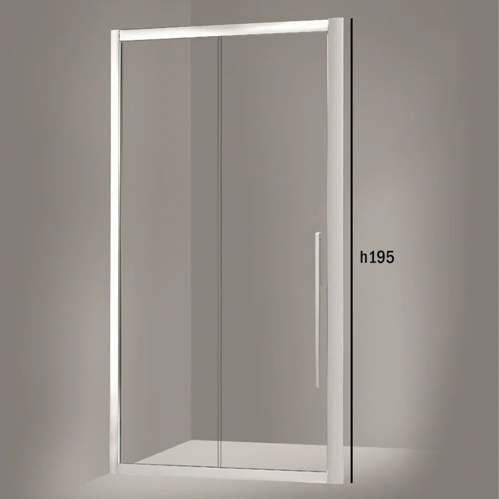 Shower door één sliding panel 130cm transparent crystal 6mm h195 silver profile Made Italy