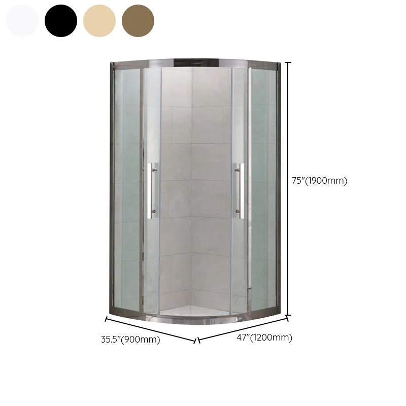 Shower Enclosure Semi-Frameless Double Sliding Neo-Angle Ebbenhout Door Handles Shower Stall 31
