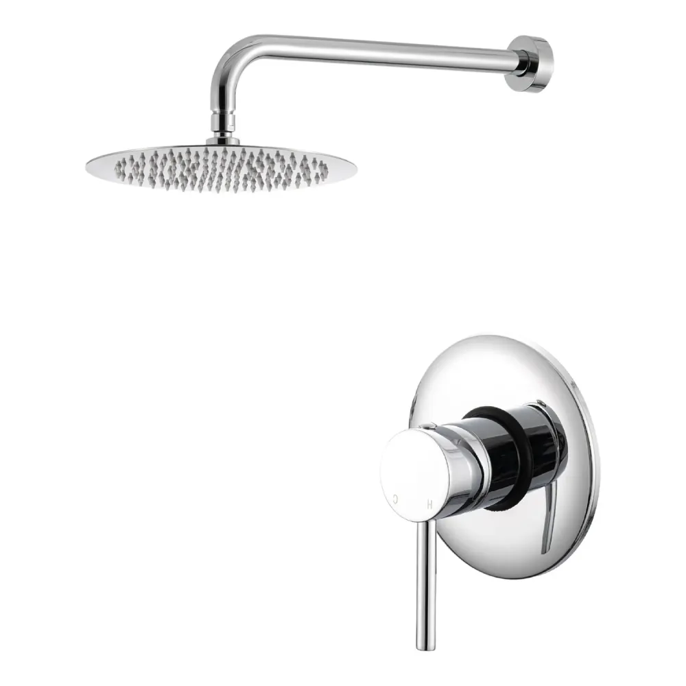 Shower kit one-way built- and 250 mm round chrome-plated messing showerhead Moon