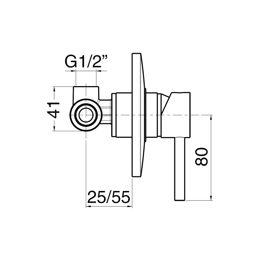 Shower kit one-way built- and 250 mm round chrome-plated messing showerhead Moon