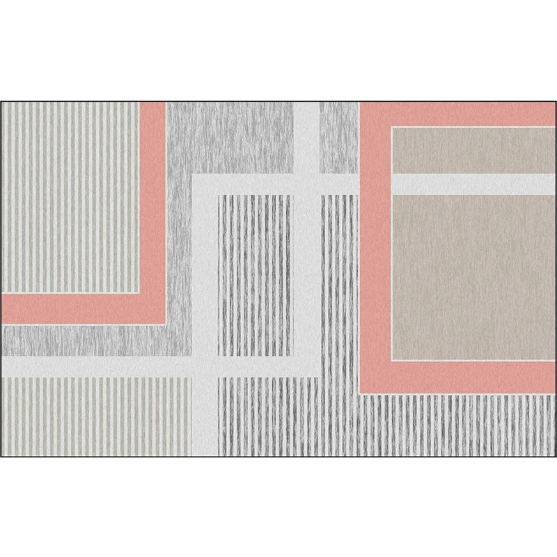 Simple Modern Rug Grey Color Block Stripe Pattern Area Rug Polyesterweefsel Machine Washable Carpet Home Decoration Pink