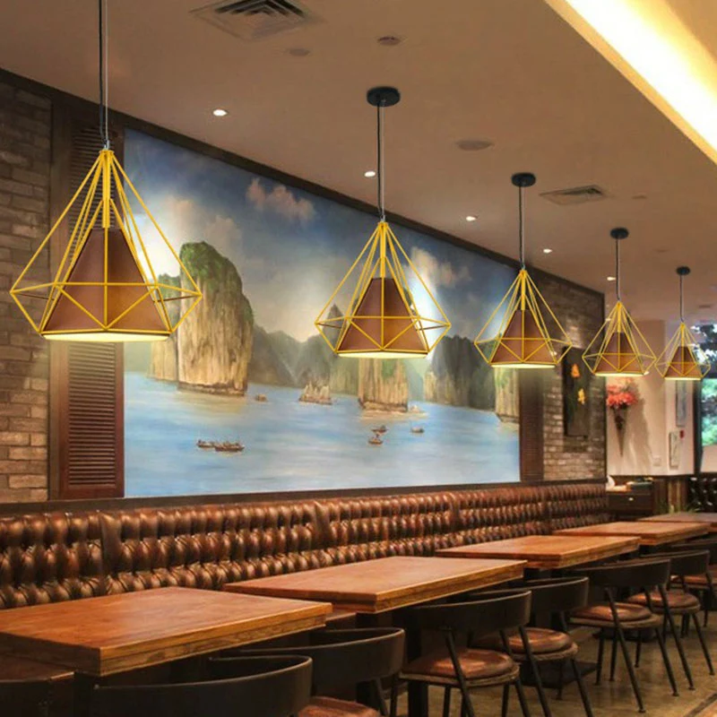 Simplicity Diamond Frame hanglamp 1 lamp ijzeren hanglamp voor restaurant