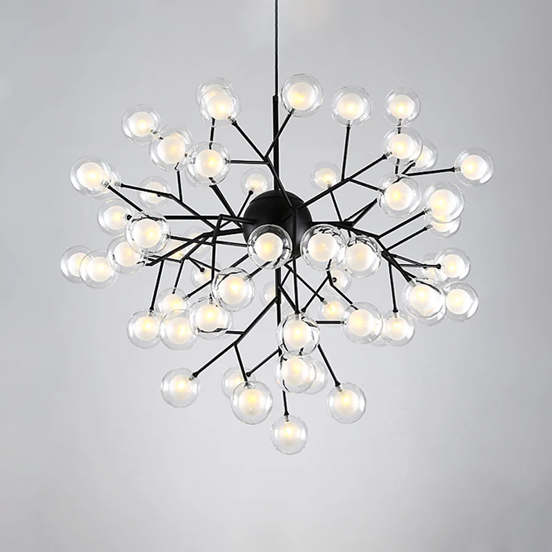 Simplicity LED Chandelier Lamp Bubble Pendant Lighting Dual Glaswerk Shade Living Room Gold