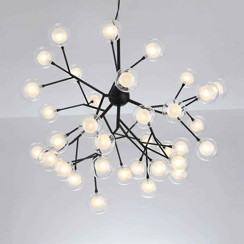 Simplicity LED Chandelier Lamp Bubble Pendant Lighting Dual Glaswerk Shade Living Room Gold