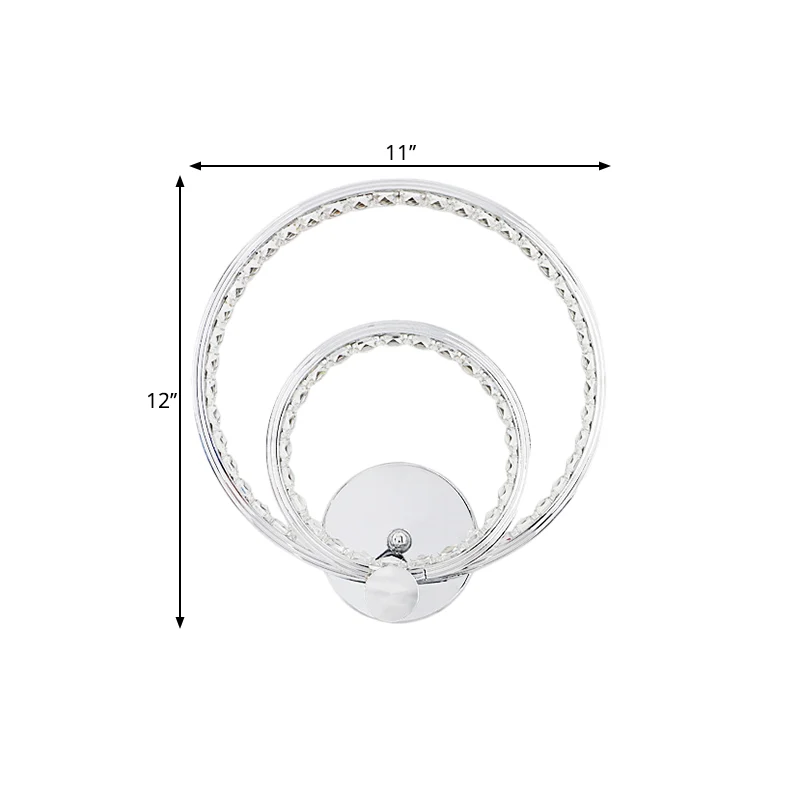 Simplicity LED Wall Mounted Lamp Chrome Dual Rings Wall Lighting Ideas Van metaal Shade Warm/White Light Chrome