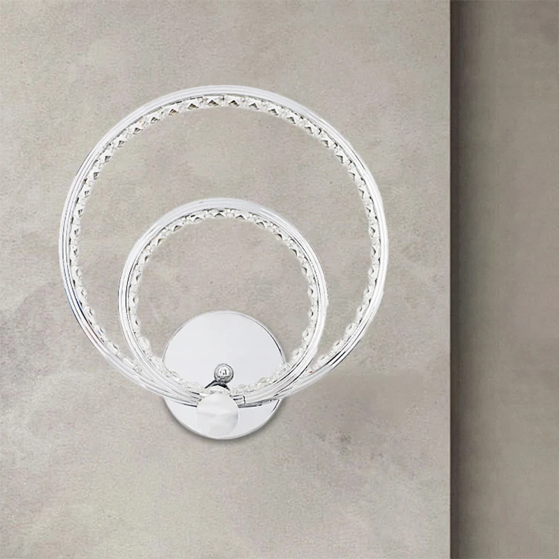 Simplicity LED Wall Mounted Lamp Chrome Dual Rings Wall Lighting Ideas Van metaal Shade Warm/White Light Chrome