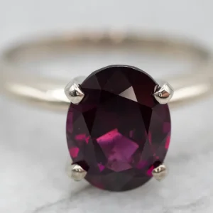 Simply Stunning Solitaire Rhodolite Garnet Ring