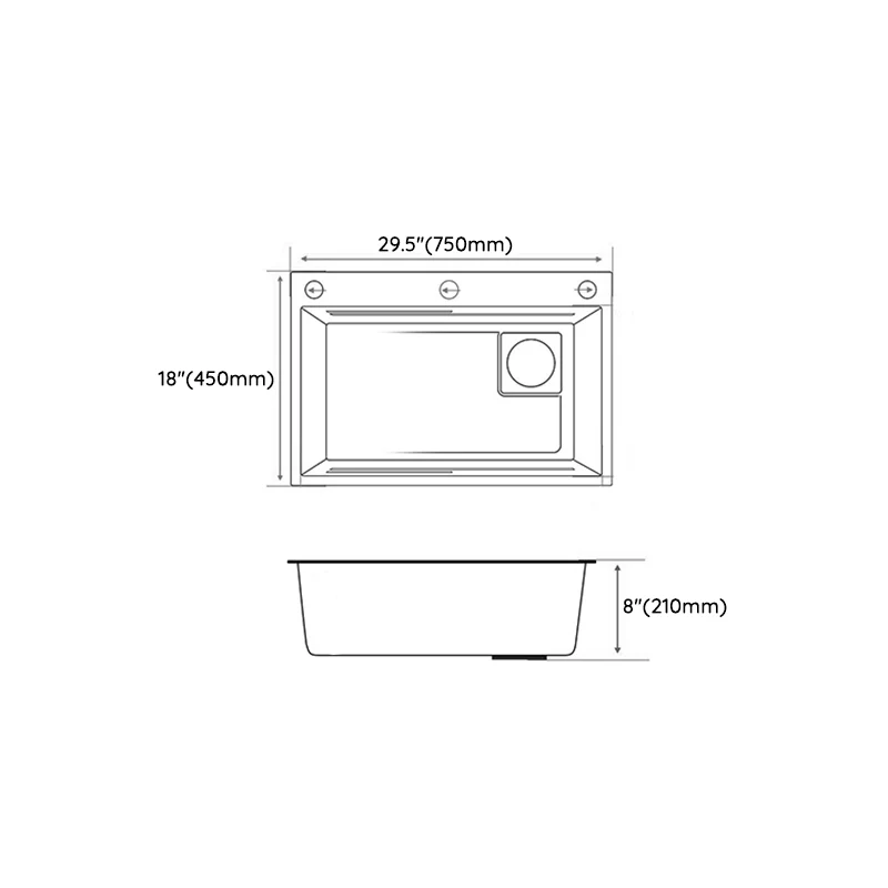 Single Basin Kitchen Sink Contemporary Niet-roestend Steel Kitchen Sink 27l