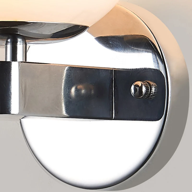 Single Bulb Wall Mounted Light Sphere Opaline Glaswerk Vintage Style Bedroom Wall Sconce Chrome/Gold Chrome
