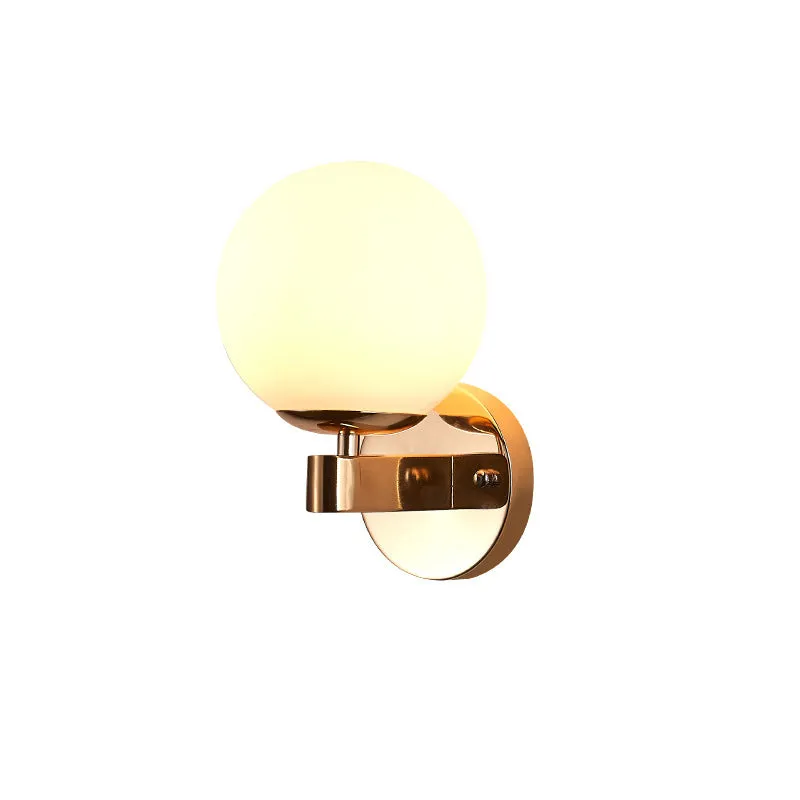 Single Bulb Wall Mounted Light Sphere Opaline Glaswerk Vintage Style Bedroom Wall Sconce Chrome/Gold Chrome
