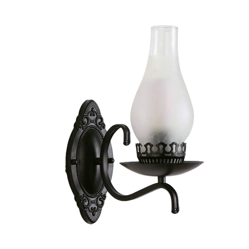 Single-Bulb Wall Lamp Industrial Corridor Wall Mounted Light Kerosene Clear/Frosted Glazen Shade Copper/Bronze Black