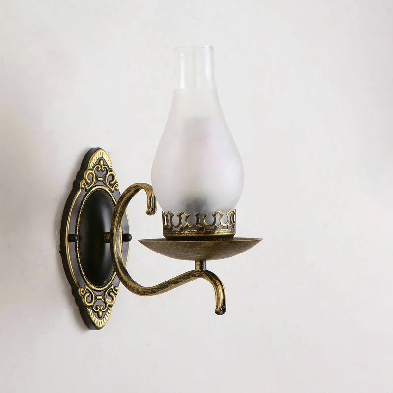 Single-Bulb Wall Lamp Industrial Corridor Wall Mounted Light Kerosene Clear/Frosted Glazen Shade Copper/Bronze Black