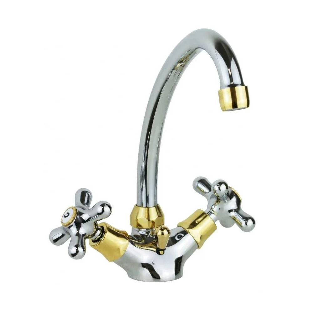 Single-hole swivel basin faucet Iris series model IRV077CO metaalglans gold Paffoni