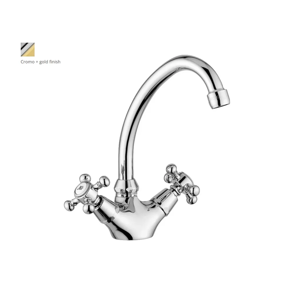 Single-hole washbasin faucet regelbaar spout Paffoni Viola series - Chrome/Gold finish