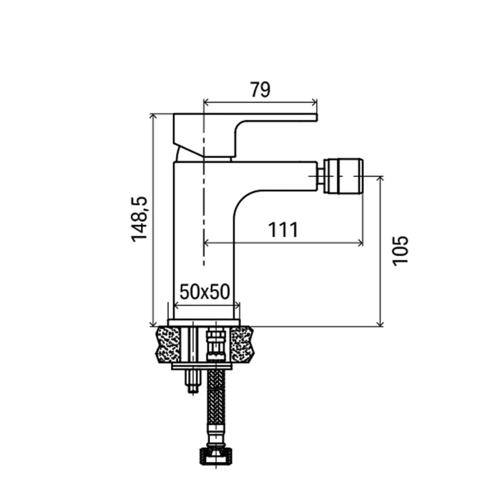 Single-lever mixer bidet 1''1/4 drain King series chrome-plated geel koper
