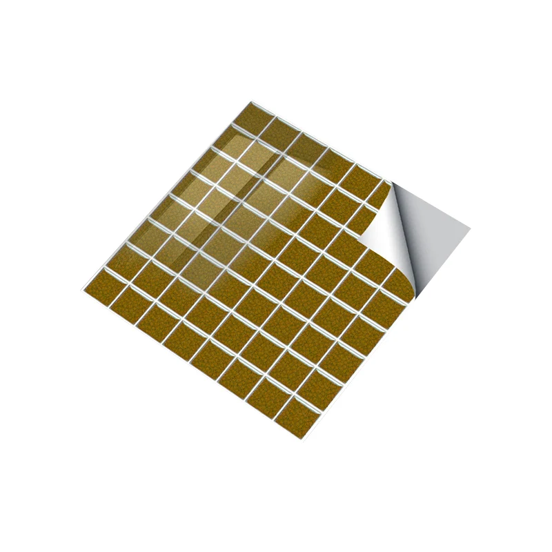 Solid Color Grid Tiles Wallpapers Self Sticking Actueel Kitchen Wall Covering (25 Pieces) Blue