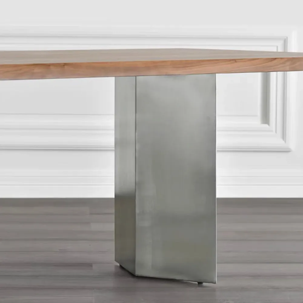 Solid Wood Brown Tone Dining Table Glam Style Dubbel Pedestal Table Dining Room 47